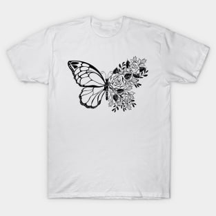 Flower Butterfly with Rose T-Shirt